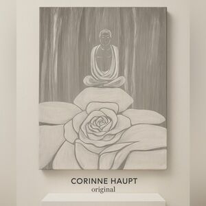 Tranquil Buddha and Rose Canvas Art